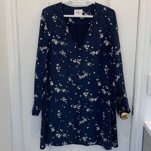 Sézane Navy Silk Floral Dress Size FR 40/Size M